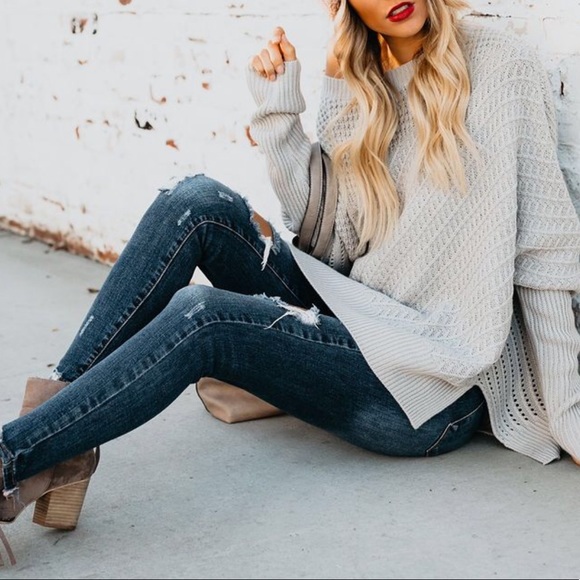 Divine Zipper Sweater in Lt. Grey - Picture 7 of 8